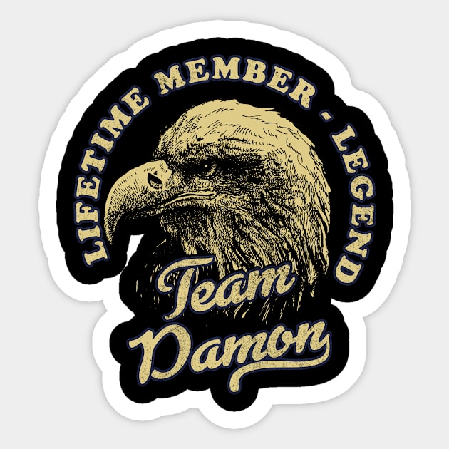 Damon Name - Lifetime Member Legend - Eagle Sticker by Stacy Peters Art